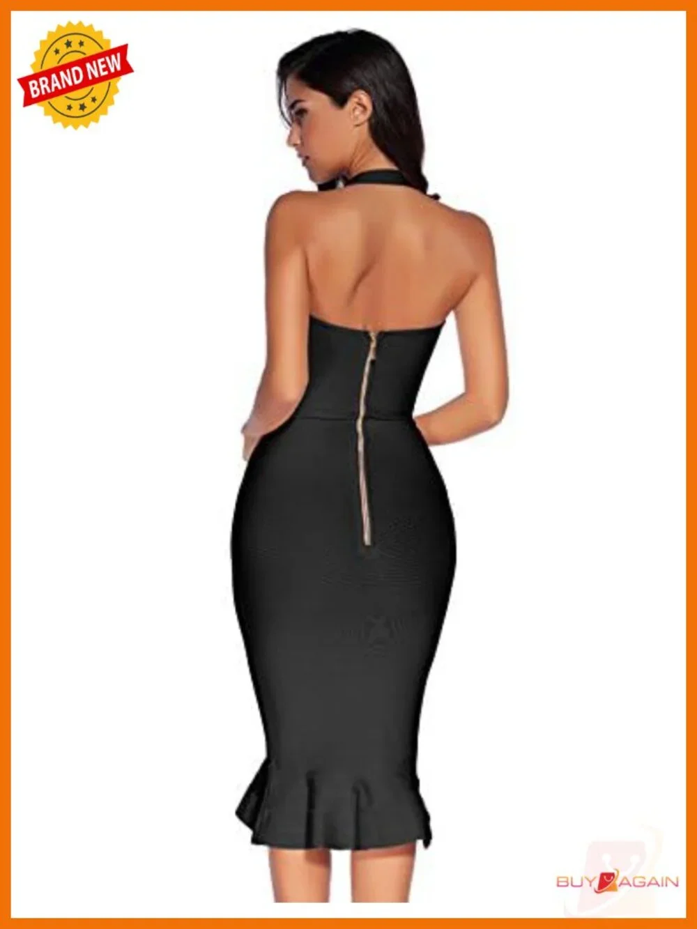 Halter Fishtail Bandage Midi Dress Bodycon Party Wedding Guest